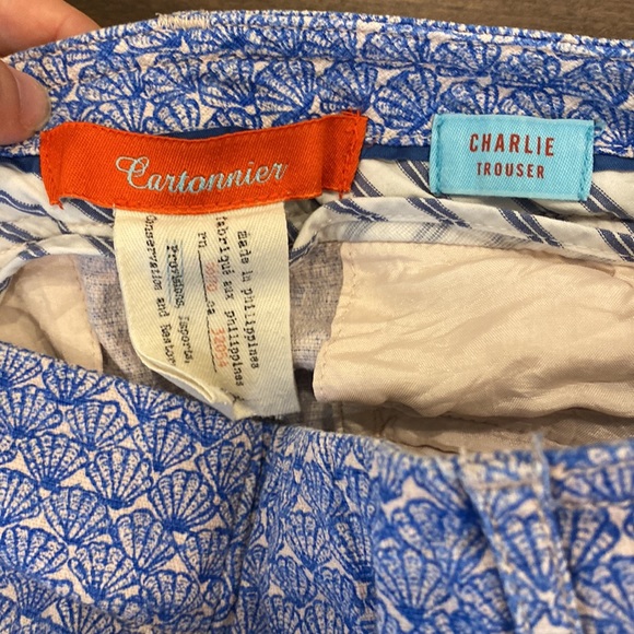 Anthropologie cropped pants, seashell pattern - Picture 5 of 5